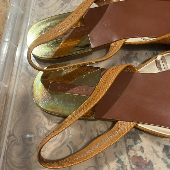 Zara pointy toe flats caramel color size W’s 41 - Picture 3 of 9